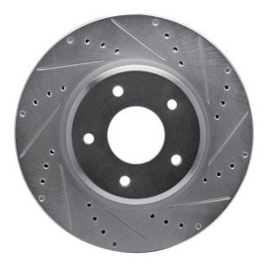 Pontiac GTO Brake Rotor (1) - Front Right - R1 Concepts - Drilled & Slotted - Silver - `05-`06